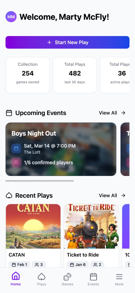 Home dashboard