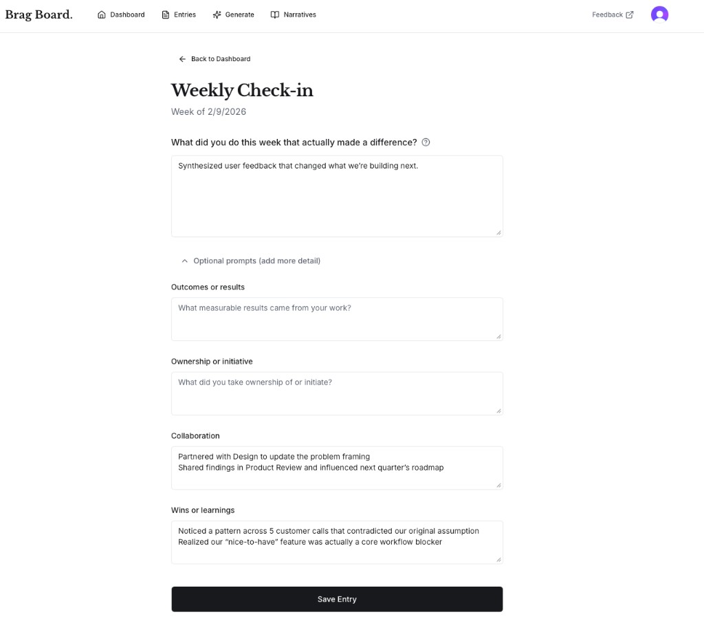 Weekly check-in