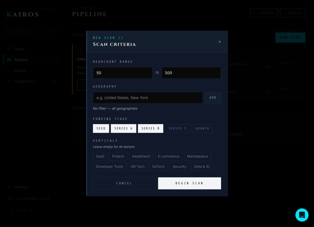 Scan criteria